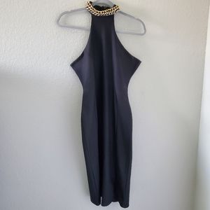 Missguided x Nicole black halter chain bodycon dress